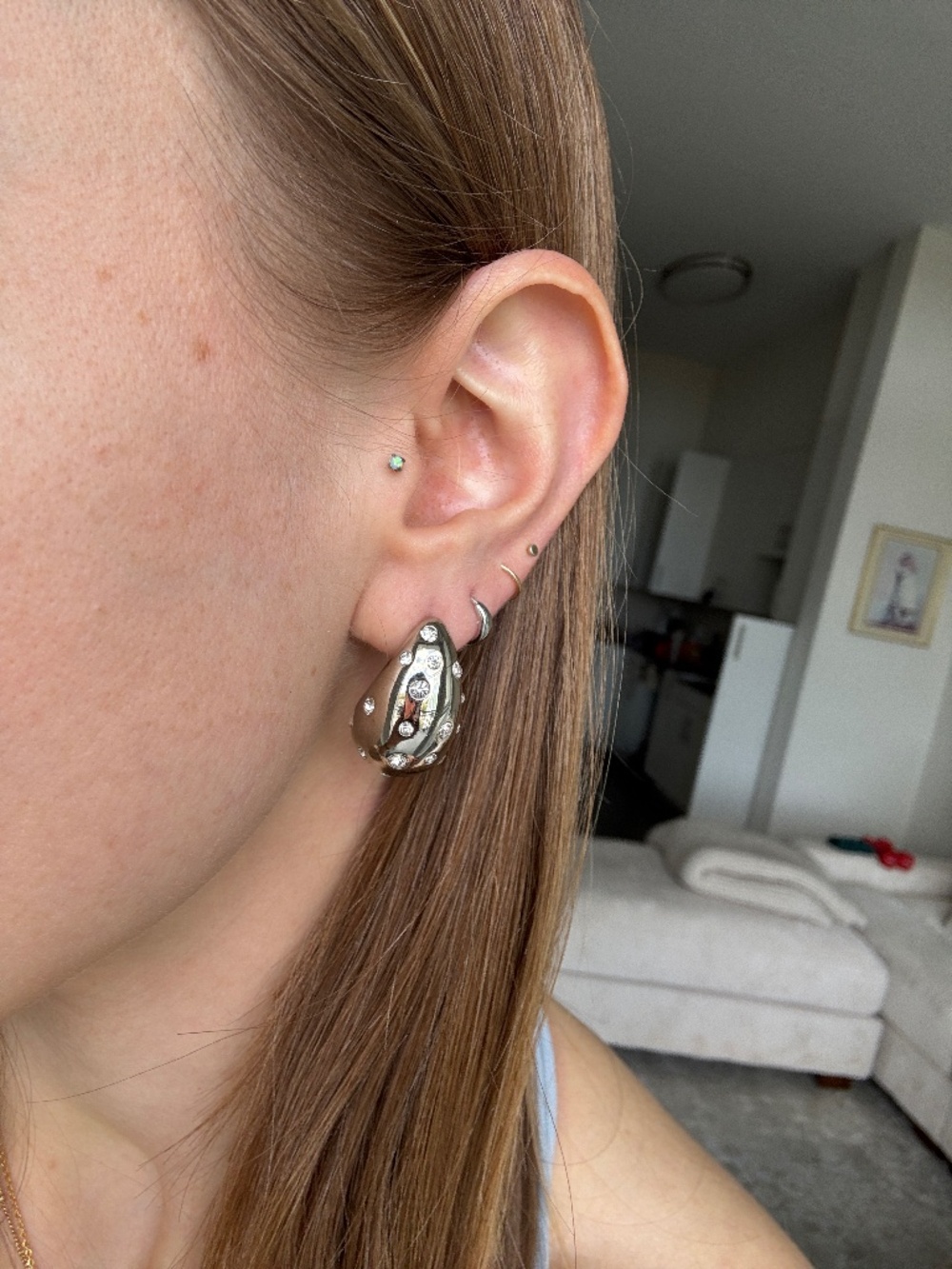 The Pia Silver big chunky statement stud teardrop earrings